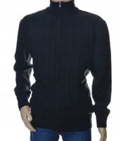 Ciepły wełniany sweter męski na zamek rozpinany szetland z wełny M czarny