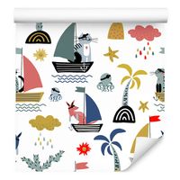 Tapeta dla dzieci piraci zwierzęta palmy kaktusy