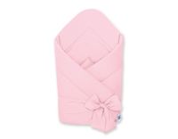 Dwustronny rożek dla niemowląt miękki bawełniany z wiązaniem - jasny róż