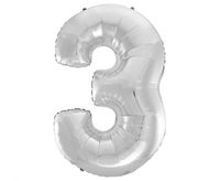 balon foliowy b&c "cyfra 3", srebrna, 92 cm     fg-c85s3