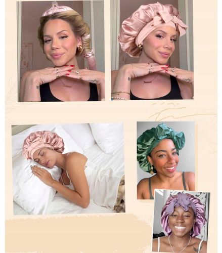 Jedwabny Czepek Do Spania Satynowy czepek na włosy do spania z opaską na Arena.pl