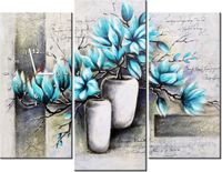 90CM 70 ZEGAR 3 ELEM MAGNOLIE NIEBIESKICH KOLORACH SCIENNY DRUK