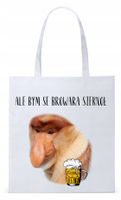 Nosacz Janusz Polak Torba Eco Biała Shopper Z Nadrukiem Ze Zdjęciem