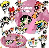ZESTAW OPŁATEK NA TORT 20CM + TOPPERY PAPIEROWE - POWER GIRLS 15CM 18CM