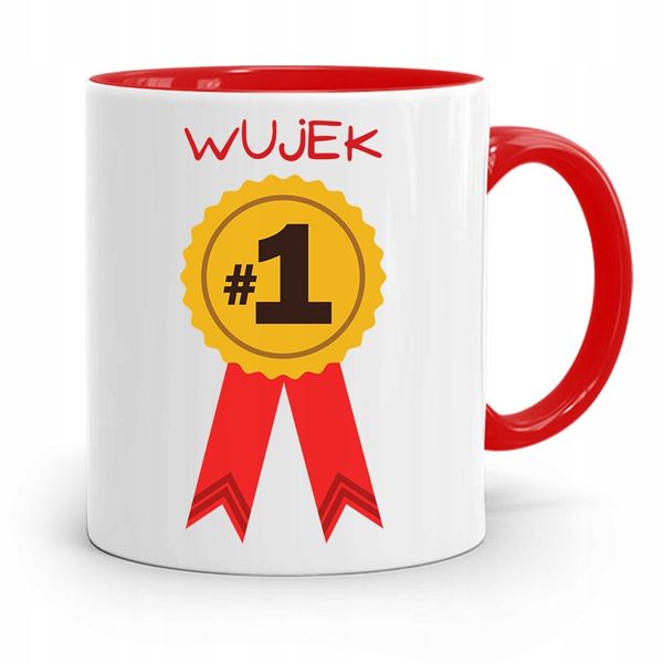 Kubek Czerwony Prezent Dla Wujka Wujek #1 Z Nadrukiem Ze Zdjęciem zdjęcie 1