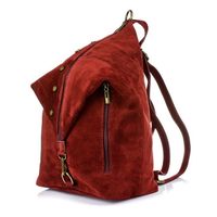 VERA PELLE plecak damski zamszowy elegancki z ćwiekami V409 bordowy