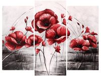 70 90CM OBRAZ 3 ELEM CZERWONE MAKI ŚCIENNY DRUK PŁÓTNO