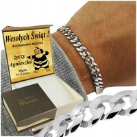 Srebrna Bransoleta Męska Pancerka 6,5mm/20cm Diamentowana 925 Grawer GRATIS