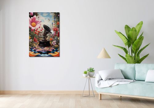 Obraz 60x90cm Gramofon w Kwiatach na Arena.pl