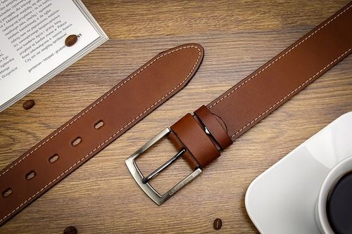 Pasek 110cm Męski Szeroki do SPODNI JEANS Brązowy na Arena.pl