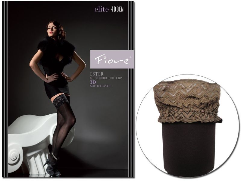 Pończochy samonośne 40 den z koronką Fiore Mocca 2 zdjęcie 1