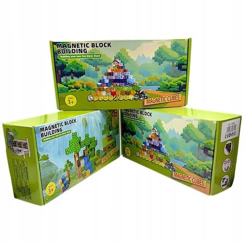 KLOCKI MAGNETYCZNE 300 KLOCKÓW KONSTRUKCYJNE PIKSELE SZEŚCIANY + 3 LUDZIKI na Arena.pl