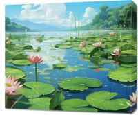 Obraz 70x60cm Sielankowy Staw Lilii