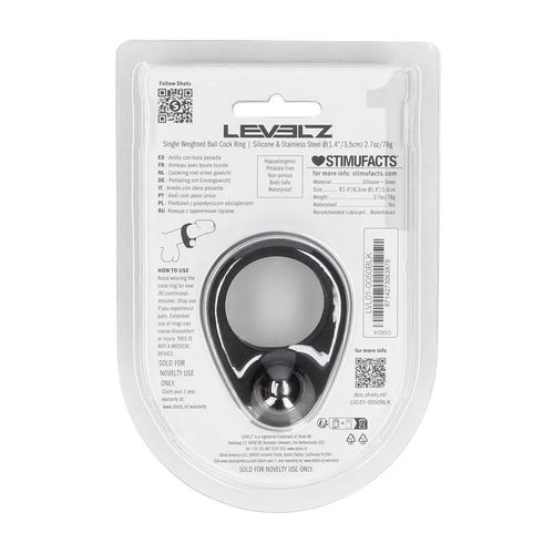 Liquid Silicone Single Weighted Ball Cockring - Black na Arena.pl