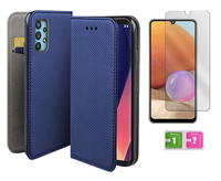 Etui z klapką do SAMSUNG GALAXY A32 4G niebieski smart magnet + szkło 9H