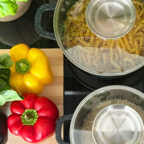 Zestaw garnków Edenberg GARNKÓW PATELNI AKCESORIÓW MARMUR aluminiowe 17 el na Arena.pl