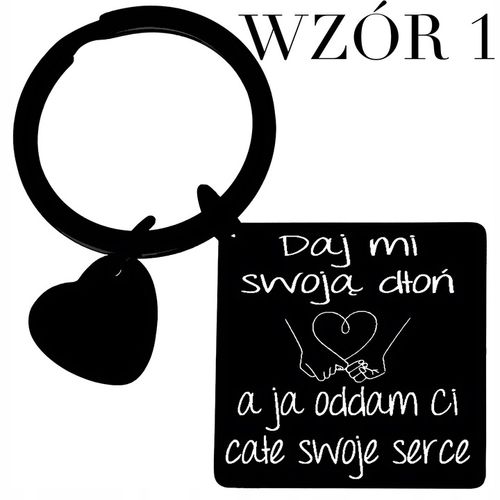 Brelok do kluczy z grawerem PREZENT na WALENTYNKI stal 316L czarny BLINGART na Arena.pl