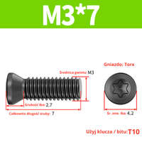 Śruba mocująca TORX Klasa 12.9 Rozmiar: M3x7