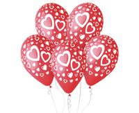 balony czerwone w białe serca 5 sztuk 30 cm godan