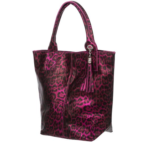 VERA PELLE torebka damska skórzana shopper w panterkę V515 camel na Arena.pl