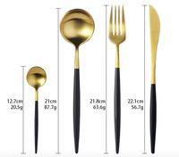 Zestawy Sztućców -LUKSUSOWY- ZŁOTO - CZARNE - 24 szt