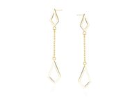 DELIKATNE WISZĄCE POZŁACANE SREBRNE KOLCZYKI GŁADKIE ROMBY WYSOKI POŁYSK