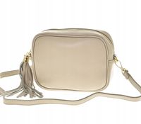 Laura Biaggi - torebka listonoszka skóra naturalna beżowy groszek TS 04-519