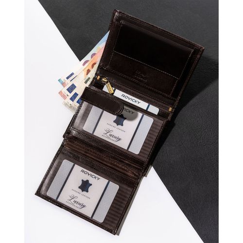 klasyczny portfel męski z rfid w brązowym kolorze - rovicky na Arena.pl