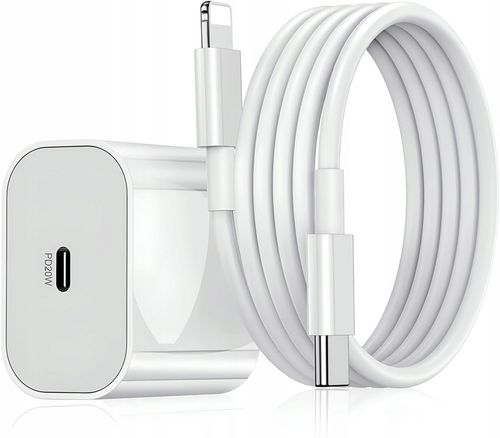 SZYBKA ŁADOWARKA DO IPHONE KOSTKA 20W + KABEL 1M / USB-C - IPHONE LIGHTING na Arena.pl