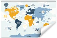 Fototapeta Dla Dzieci MAPA Świata Balony 368cm x 254cm