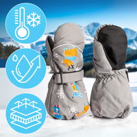 Rękawiczki Zimowe Jednopalczaste Szare Narciarskie Wodoodporne Rękawice Dla