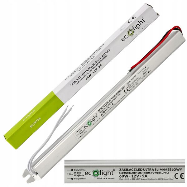 Zasilacz LED ultra slim 5A 60W 12V zdjęcie 1