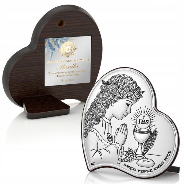 OBRAZEK srebrny pamiątka I KOMUNII GRAWER prezent zdjęcie 6