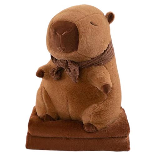 MASKOTKA PODUSZKA KAPIBARA Z SZALIKIEM DUŻY PLUSZAK Z KOCYKIEM 3w1 na Arena.pl