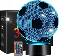 LAMPKA NOCNA LED PIŁKA NOŻNA BIURKOWA NA BIURKO 3D RGB PILOT DLA DZIECKA