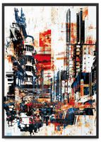 Plakat abstrakcja miasto 50x70 cm w czarnej ramie