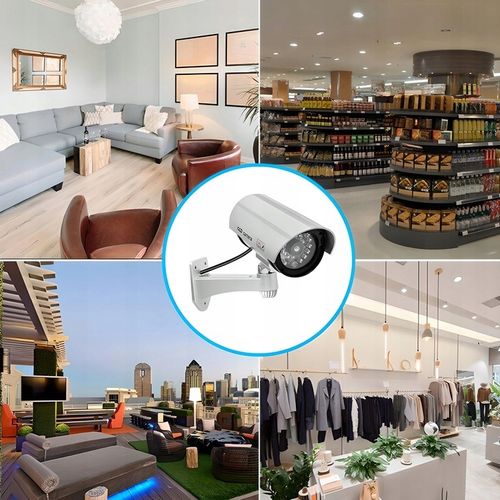 KAMERA ATRAPA ZEWNĘTRZNA MONITORING ŚCIENNA LED IR KAMERA MIGAJĄCA + na Arena.pl