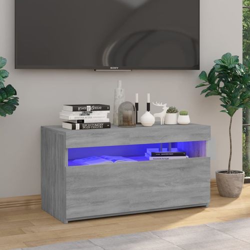 Szafka pod TV z oświetleniem LED, szary dąb sonoma, 75x35x40 cm na Arena.pl