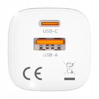 Ładowarka sieciowa GaN USB-C + USB-A PD QC3.0 33W Unitek P1125AWH01 biała