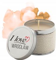 Pamiątkowe świeczki zapachowe NADRUK z nazwą miasta I LOVE WROCŁAW
