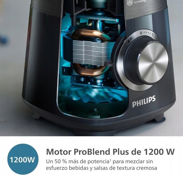 Blender kielichowy Philips Serii 5000 1200 W 2 L HR3031/00 czarny + BIDON zdjęcie 2