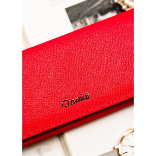 portfel damski ze skóry ekologicznej w czerwonym kolorze zamykany na Arena.pl