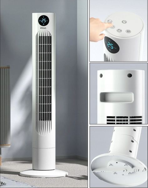 WENTYLATOR KOLUMNOWY XL 60W BIAŁY CICHY PANEL LED PILOT OSCYLACJA TERMOMETR zdjęcie 6