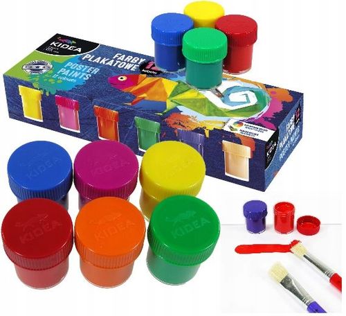 Farby plakatowe szkolne KIDEA 12 kolorów intensywnych 20ml na Arena.pl