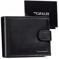 Skórzany portfel męski duży na zatrzask antykradzieżowy Cavaldi