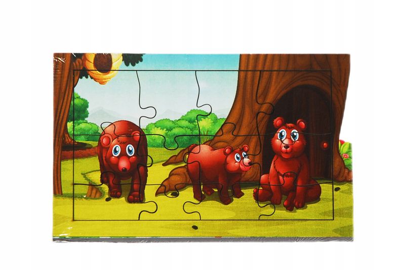Drewniana EKO kolorowa układanka dla dzieci Zabawka PUZZLE 12 el. zdjęcie 1