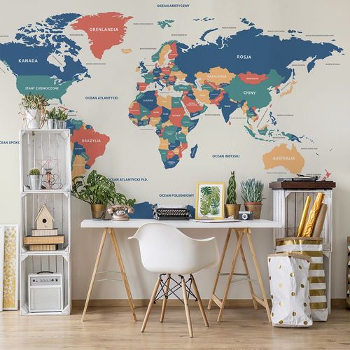 Tapeta Mapa W19 250 cm płótno na Arena.pl