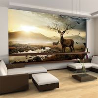 Fototapeta - Jelenie nad górskim potokiem 450x270
