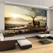 Fototapeta - Jelenie nad górskim potokiem 450x270