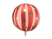 Balon foliowy Piłka czerwona matowa w złote gwiazdki, 75 cm